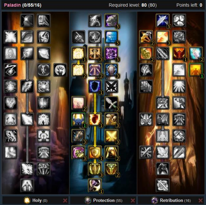 Paladin Tank talenty